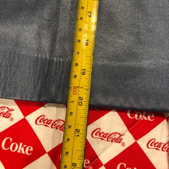 The Leather Ranch metallic blue leather skirt and jean style jacket - Picture 6 of 12